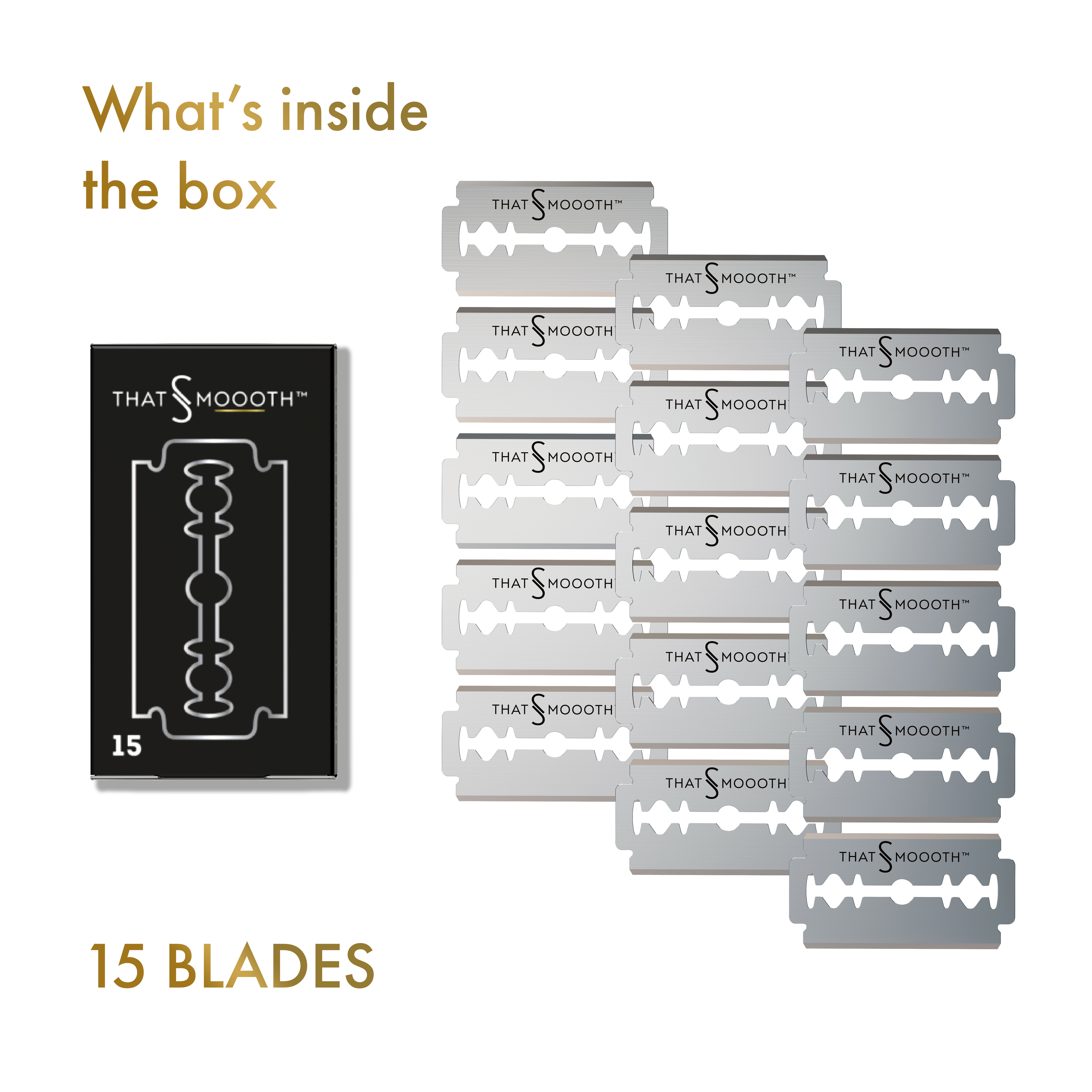 ThatsSmoooth Super Platinum Double Edge Blades Package — 15-Pack Safety Razor Blades for Black Men & Men of Color