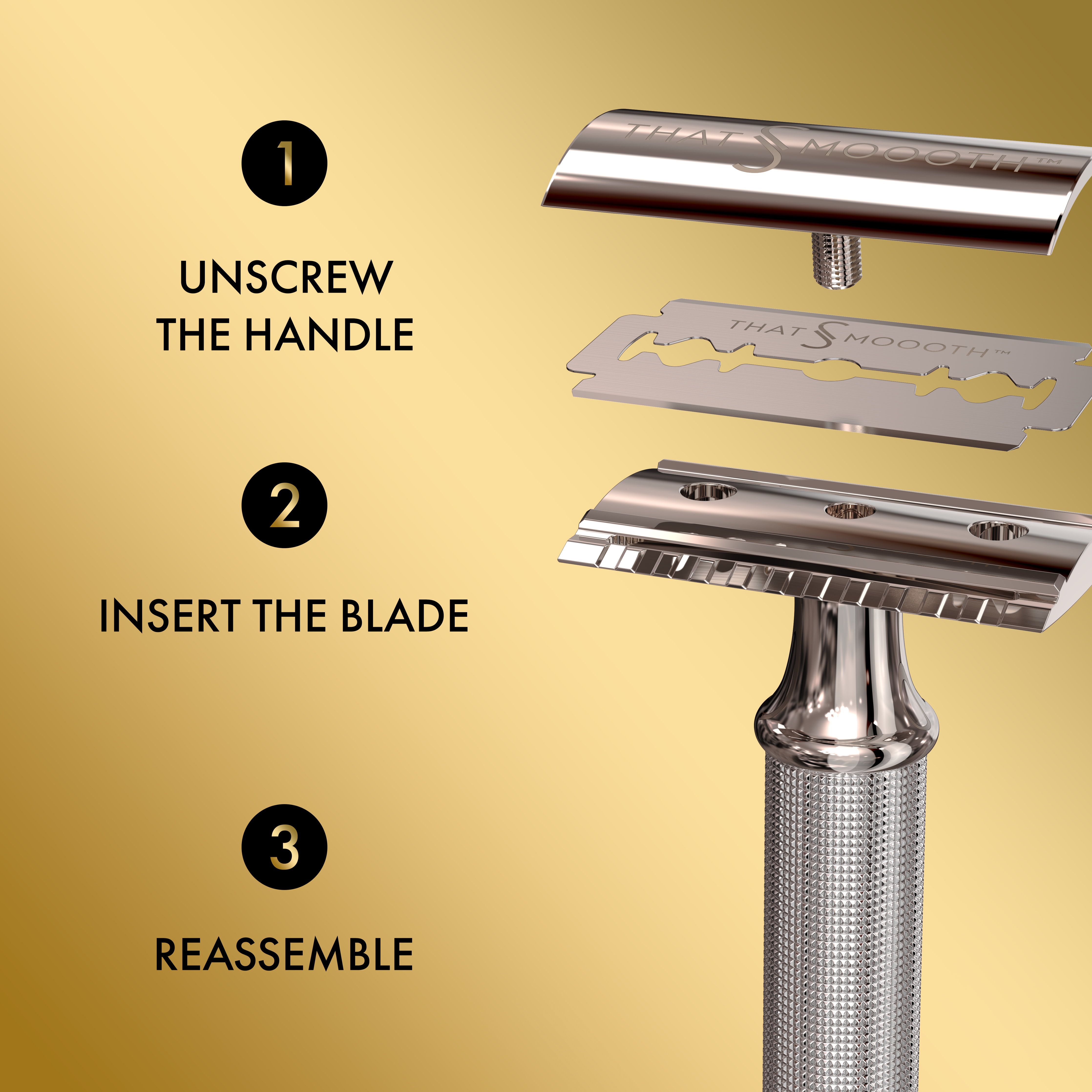 ThatsSmoooth Platinum Double Edge Razor Blade Insert — Precision Safety Blades for Black Men & Men of Color